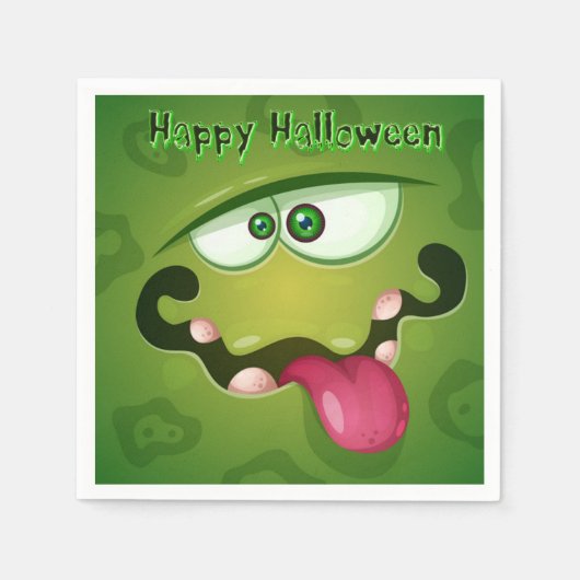 Crazy Green Monster Face Serviette (Vorderseite)