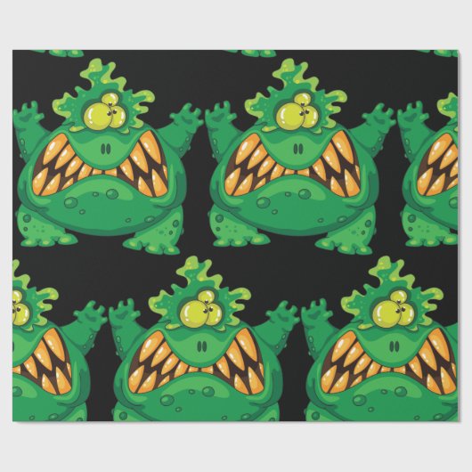 Crazy Green Monster Geschenkpapier (Flach)