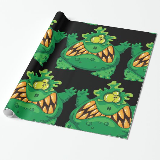 Crazy Green Monster Geschenkpapier (Ungerollt)