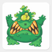 Crazy Green Monster Quadratischer Aufkleber (Vorderseite)