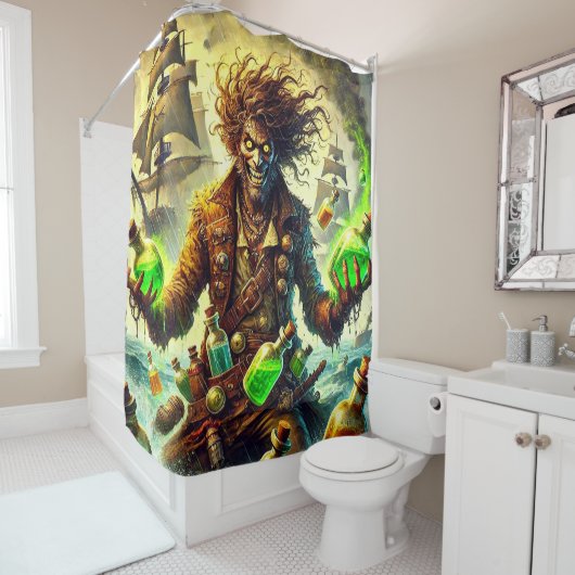 Crazy Green Pop Man Duschvorhang (Beispiel)