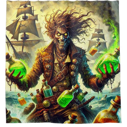 Crazy Green Pop Man Duschvorhang (Vorderseite)