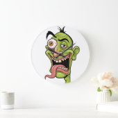 Crazy Green Zombie Cartoon Wall Clock - Funny Mon Große Wanduhr (Zuhause)