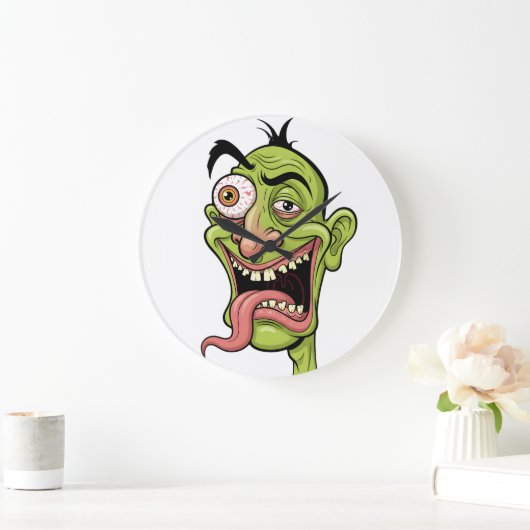 Crazy Green Zombie Cartoon Wall Clock - Funny Mon Große Wanduhr (Zuhause)