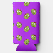 Crazy Green Zombie Kopf auf lila Selters Dosenkühler (Rückseite)