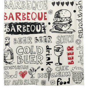 Crazy GRILLEN: Whimsical Doodle Art Duschvorhang