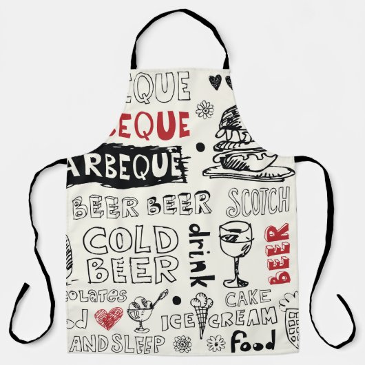 Crazy GRILLEN: Whimsical Doodle Art Schürze (Vorderseite)
