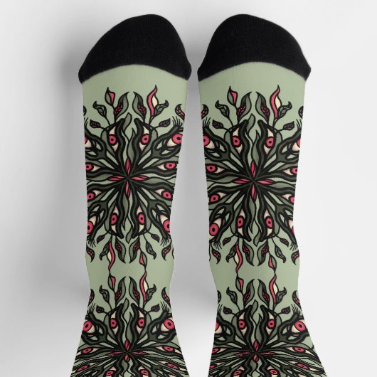 Crazy grüne Hexe gruselige Natur psychedelisch Socken (Oben)