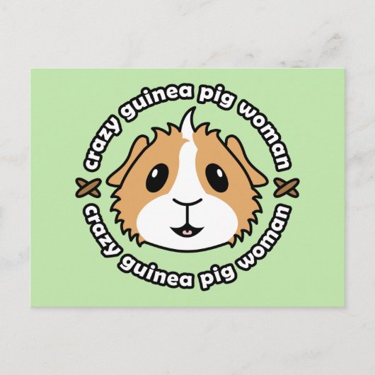 Crazy Guinea Pig Frau Postcard Postkarte (Vorderseite)