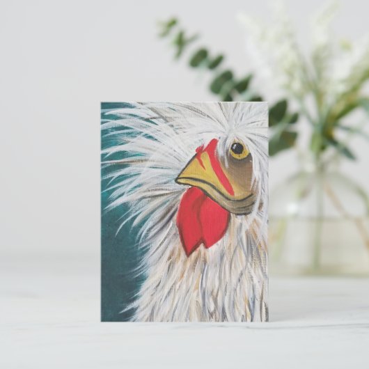 Crazy Hair Chicken Postkarte (Stehend Vorderseite)