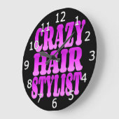 Crazy Hair Stylist Große Wanduhr (Winkel)
