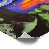 Crazy Halloween Black Cat Portrait Art Poster (Ecke)