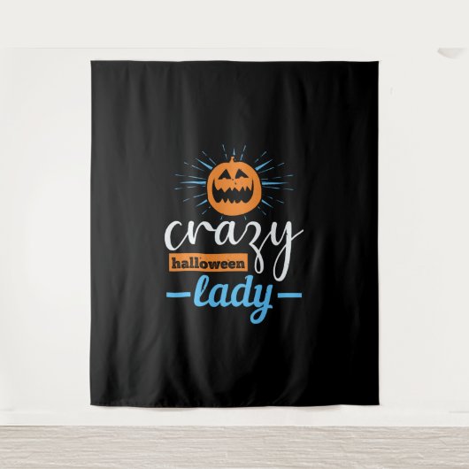 Crazy Halloween Lady Funloween Wandteppich (Vorderseite)