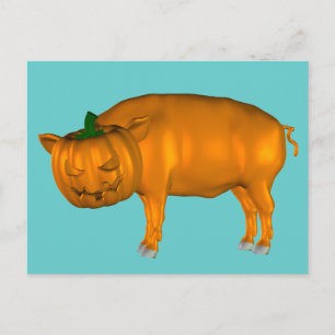 Crazy Halloween Pig Postkarte