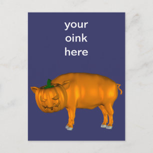 Crazy Halloween Pig Postkarte