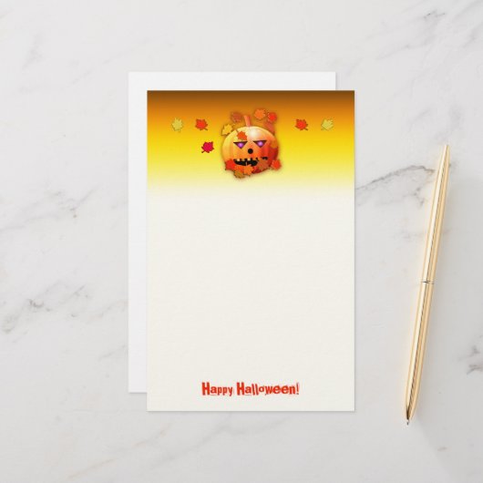 Crazy Halloween Pumpkin Briefpapier (Vorderseite/Rückseite Beispiel)