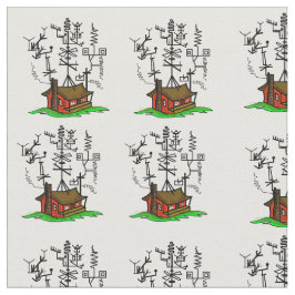 Crazy Ham Radio House Fabric Stoff