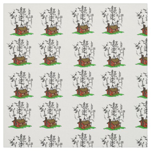 Crazy Ham Radio House Fabric Stoff (Muster)