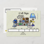 Crazy Ham Radio Rig mit Hula Girl Lamp QSL Card Postkarte (Vorne/Hinten)