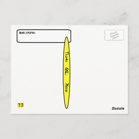 Crazy Ham Radio Rig mit Hula Girl Lamp QSL Card Postkarte (Rückseite)