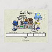 Crazy Ham Radio Rig mit Hula Girl Lamp QSL Card Postkarte (Vorderseite)