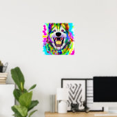 Crazy Happy Akita Dog Portrait Poster (Heimbüro)
