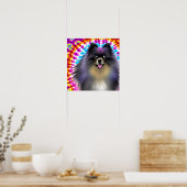 Crazy Happy Black Spitz Dog Gefärbte Krawatte Art Poster (Küche)