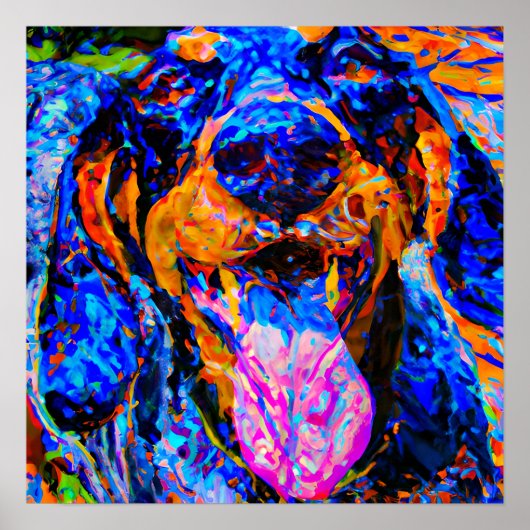 Crazy Happy Bluetick Coonhound Dog Art Portrait Poster (Vorne)