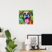 Crazy Happy Boxer Dog 2 Art Portrait Poster (Heimbüro)