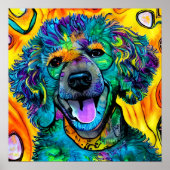 Crazy Happy Cockapoo Dog Art Portrait Poster (Vorne)