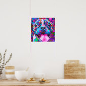 Crazy Happy French Bulldog Dog Art Portrait Poster (Küche)