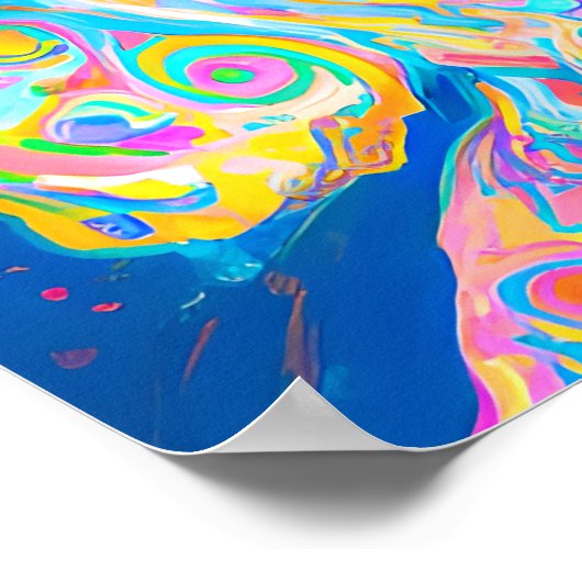 Crazy Happy Goldendoodle Dog Art Portrait Poster (Ecke)