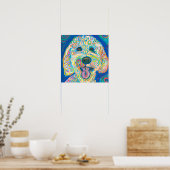 Crazy Happy Goldendoodle Dog Art Portrait Poster (Küche)