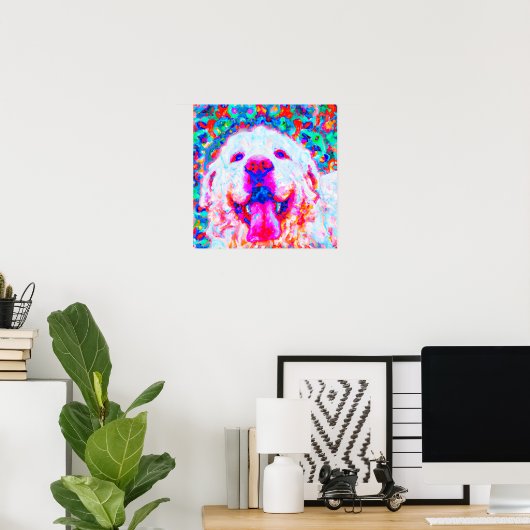 Crazy Happy Great Pyrenäen Dog Art Portrait Poster (Heimbüro)