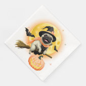 Crazy Happy Halloween Mops Reiten in einem fliegen Serviette (Ecke)