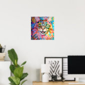 Crazy Happy Maine Coon Cat Kunstvoll wandern Poster (Heimbüro)