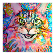 Crazy Happy Maine Coon Cat Kunstvoll wandern