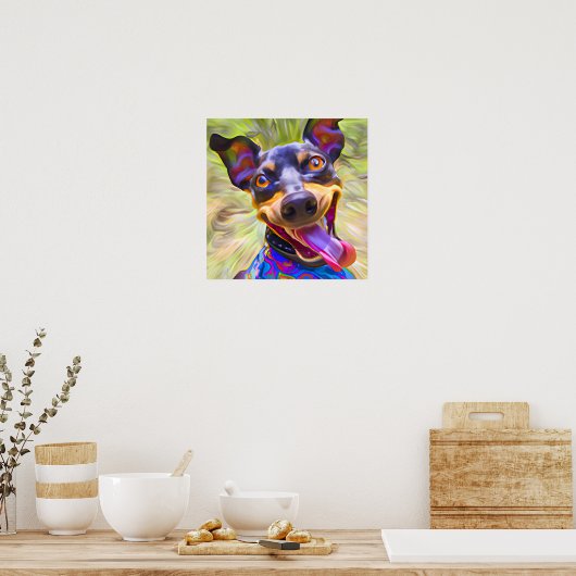 Crazy Happy Manchester Terrier Dog Art Portrait Poster (Küche)