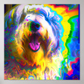 Crazy Happy Old English Sheepdog Portrait Poster (Vorne)