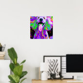 Crazy Happy Poodle Dog Art Portrait Poster (Heimbüro)