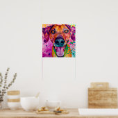 Crazy Happy Rhodesian Ridgeback Dog Portrait Art Poster (Küche)