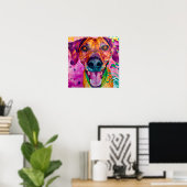 Crazy Happy Rhodesian Ridgeback Dog Portrait Art Poster (Heimbüro)