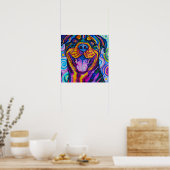 Crazy Happy Rottweiler Dog Portrait Art Poster (Küche)
