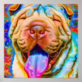 Crazy Happy Shar-Pei Dog Portrait Poster (Vorne)