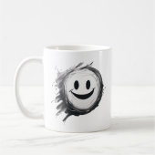 Crazy Happy Smiley Schwarzweiß Kaffeetasse (Links)