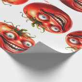 Crazy Happy Tomato Cartoon Funny Wrapping Paper Geschenkpapier (Ecke)