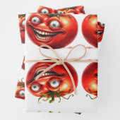 Crazy Happy Tomato Cartoon Funny  Wrapping Paper Geschenkpapier Set (Beispiel)