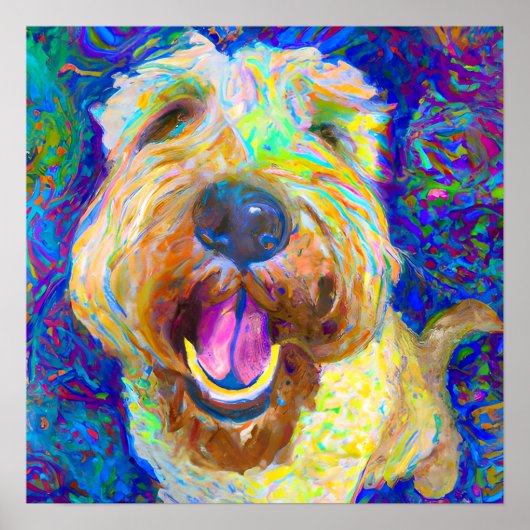 Crazy Happy Wheaten Terrier Dog Portrait Poster (Vorne)