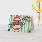Crazy Hat Happy Birthday Sock Monkey Card Karte (Gelbe Blume)