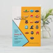 Crazy Hat Party Einladung (Stehend Vorderseite)